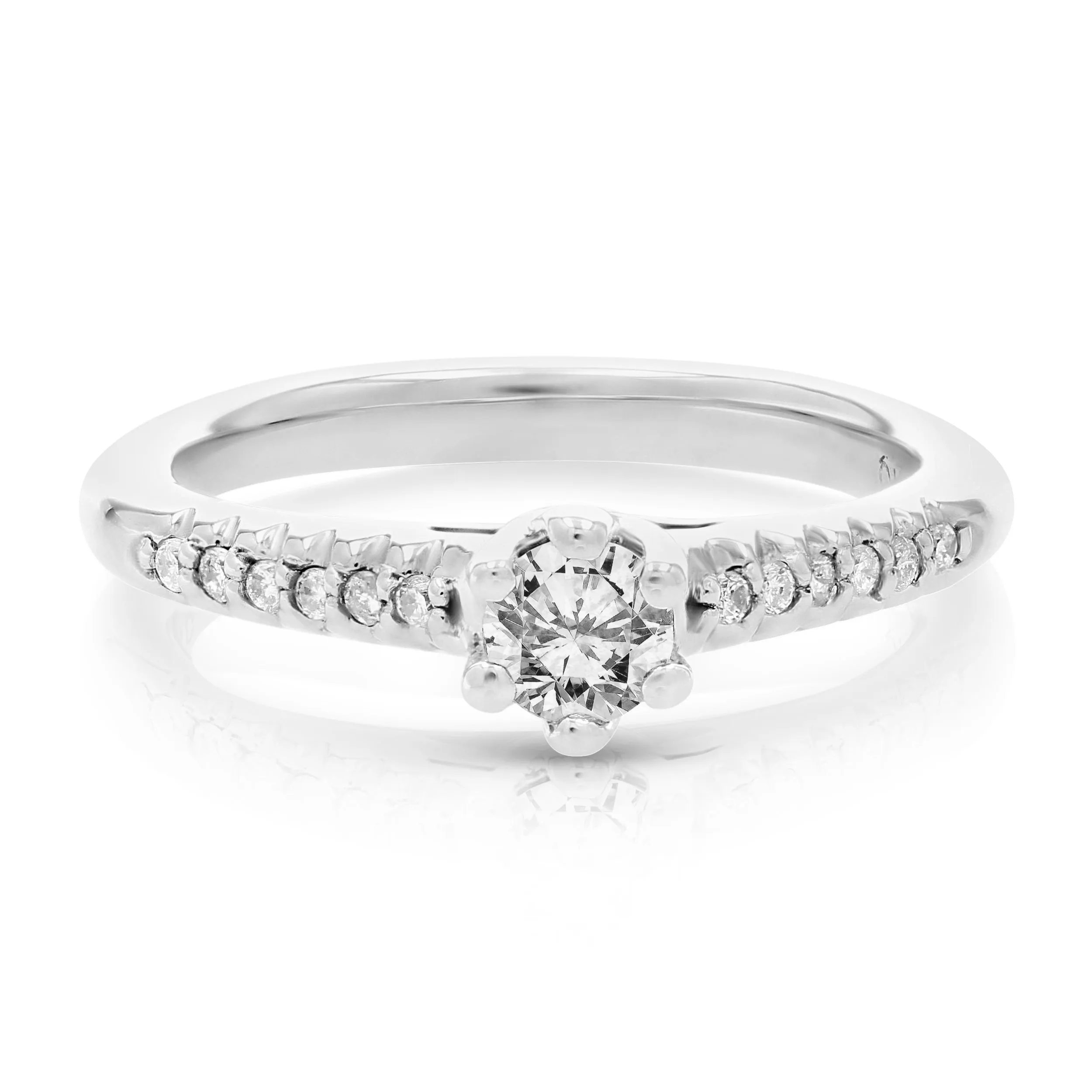 0.60 cttw Diamond Engagement Ring 10K White Gold Bridal Wedding