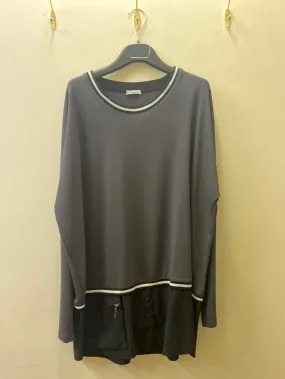 140- Naya Charcoal/Black Contrast top