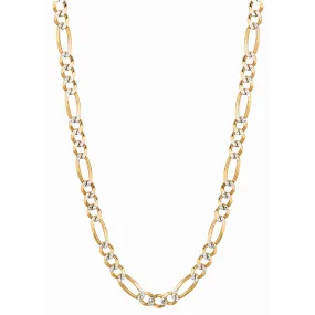 14K Gold 5.8mm White Pave Figaro Chain