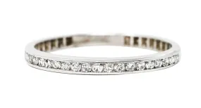 1930's Art Deco 0.25 CTW Single Cut Diamond Platinum Channel Band Ring