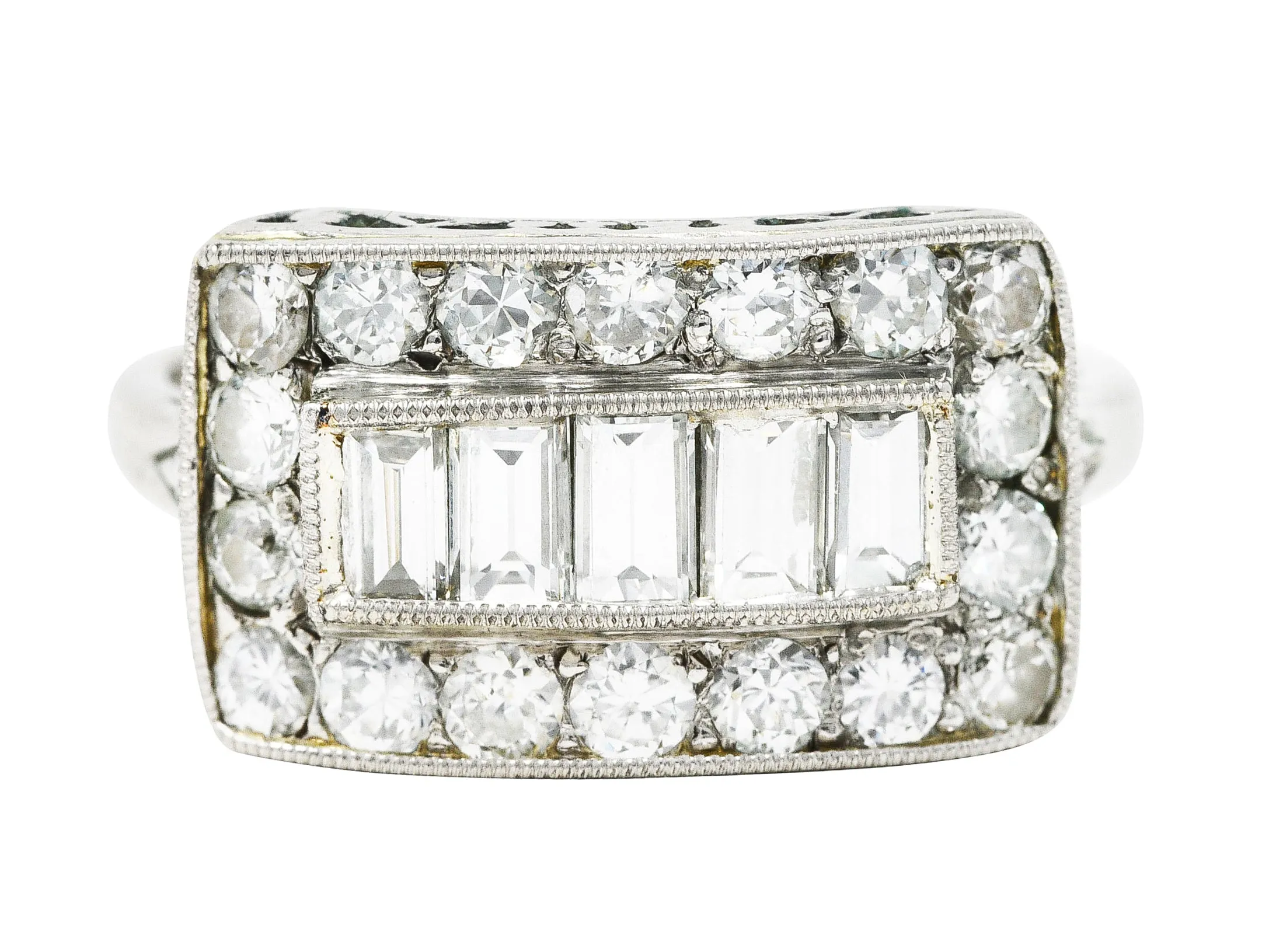 1930's Art Deco 1.25 CTW Diamond Platinum Dinner Ring