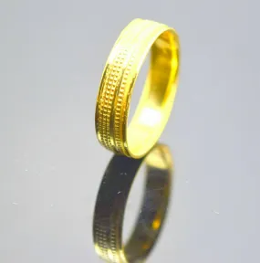 22k Band Solid Gold ELEGANT BAND Ring with Diamond Cut RESIZABLE mf