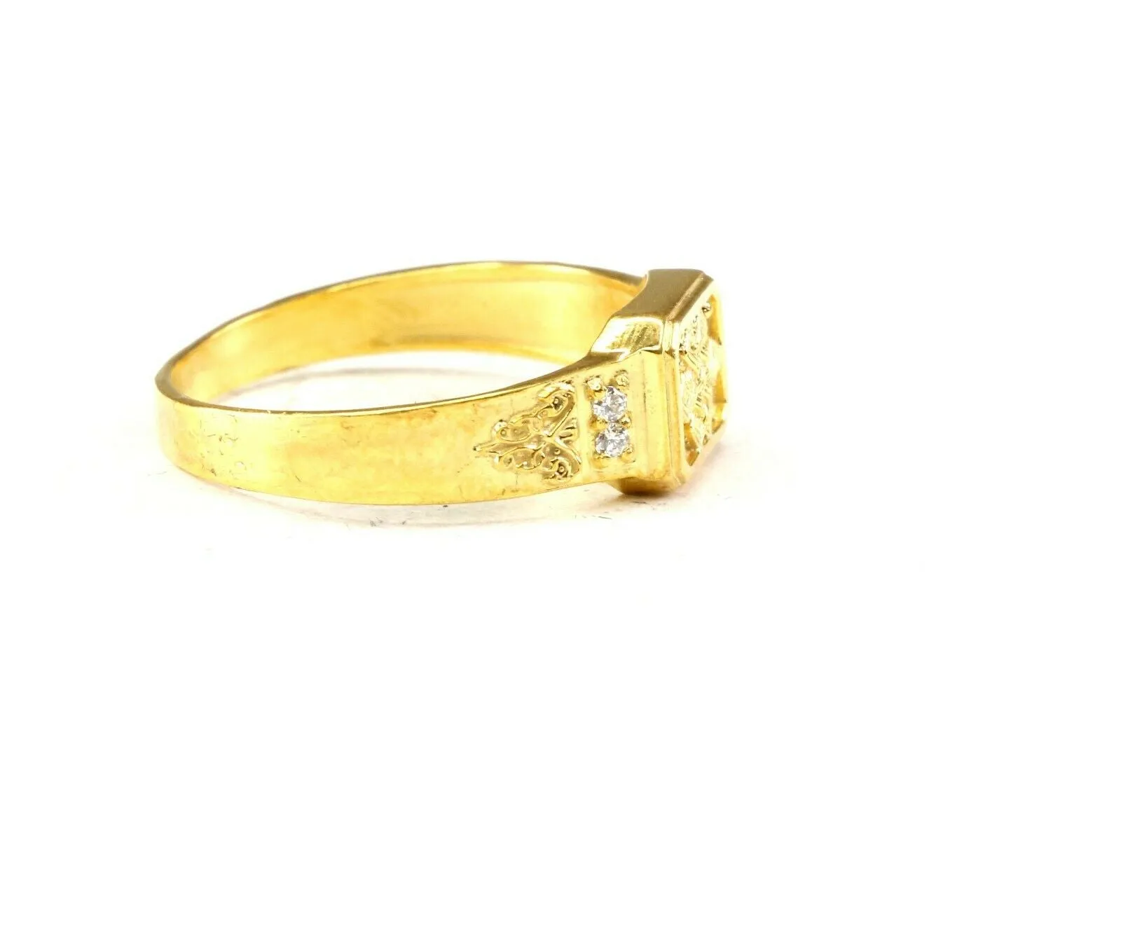 22k Ring Solid Gold ELEGANT Charm Mens Band SIZE 11 RESIZABLE r2571mon