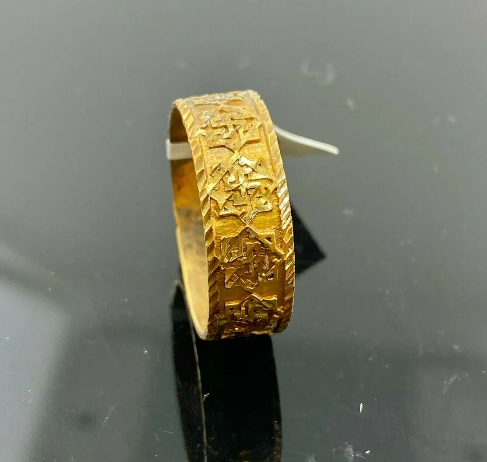 22k Ring Solid Gold ELEGANT Charm Mens Geometric Band SIZE 8 RESIZABLE r2340