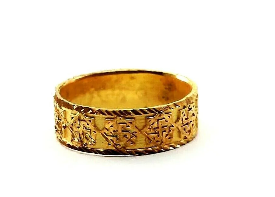 22k Ring Solid Gold ELEGANT Charm Mens Geometric Band SIZE 8 RESIZABLE r2340