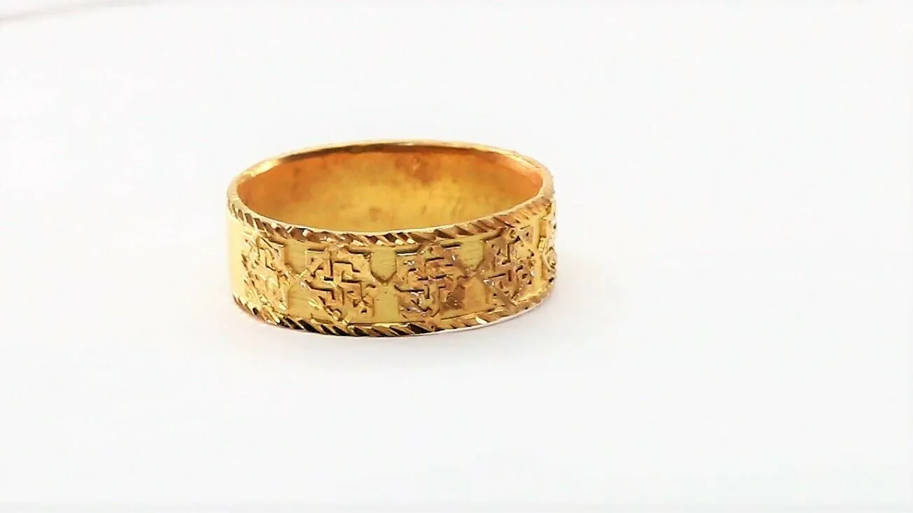 22k Ring Solid Gold ELEGANT Charm Mens Geometric Band SIZE 8 RESIZABLE r2340