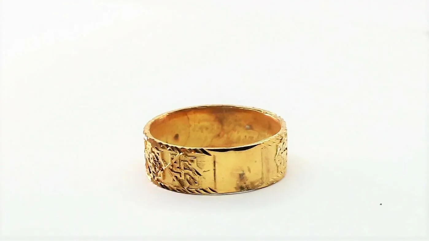 22k Ring Solid Gold ELEGANT Charm Mens Geometric Band SIZE 8 RESIZABLE r2340