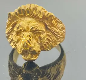 22k Ring Solid Gold ELEGANT Charm Mens Lion Band SIZE 5.50 RESIZABLE r2198