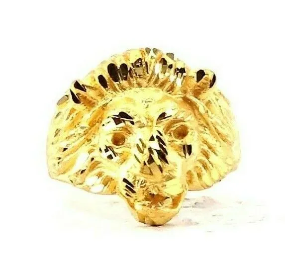 22k Ring Solid Gold ELEGANT Charm Mens Lion Band SIZE 5.50 RESIZABLE r2198