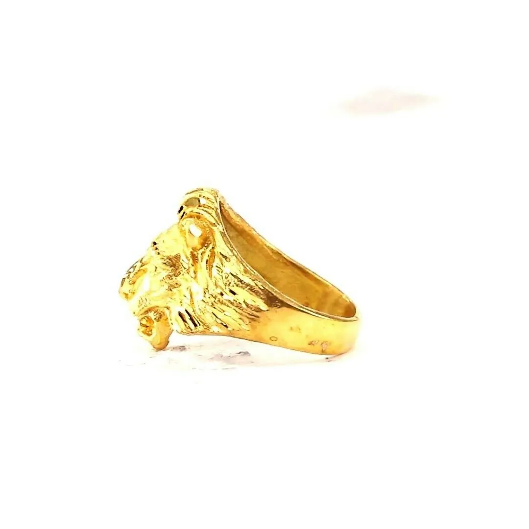 22k Ring Solid Gold ELEGANT Charm Mens Lion Band SIZE 5.50 RESIZABLE r2198