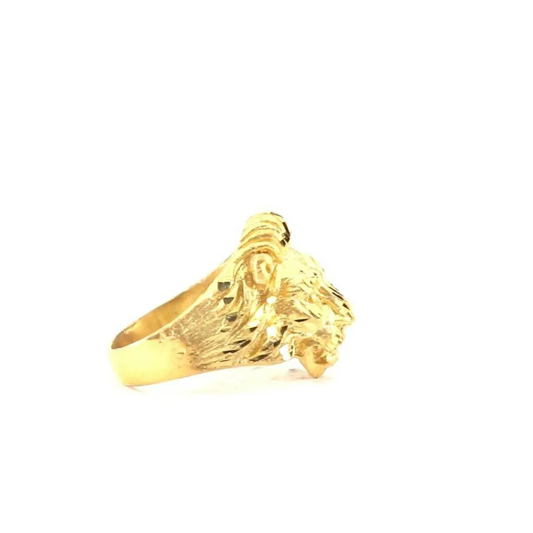 22k Ring Solid Gold ELEGANT Charm Mens Lion Band SIZE 5.50 RESIZABLE r2198