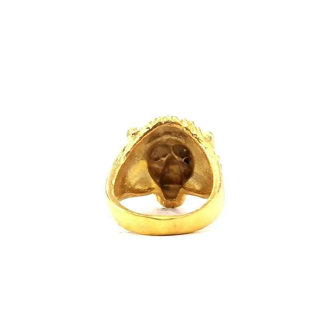 22k Ring Solid Gold ELEGANT Charm Mens Lion Band SIZE 5.50 RESIZABLE r2198