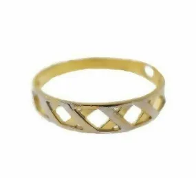 22k Ring Solid Gold ELEGANT Charm Two Tone Mens Ring SIZE 7.5 RESIZABLE r1678