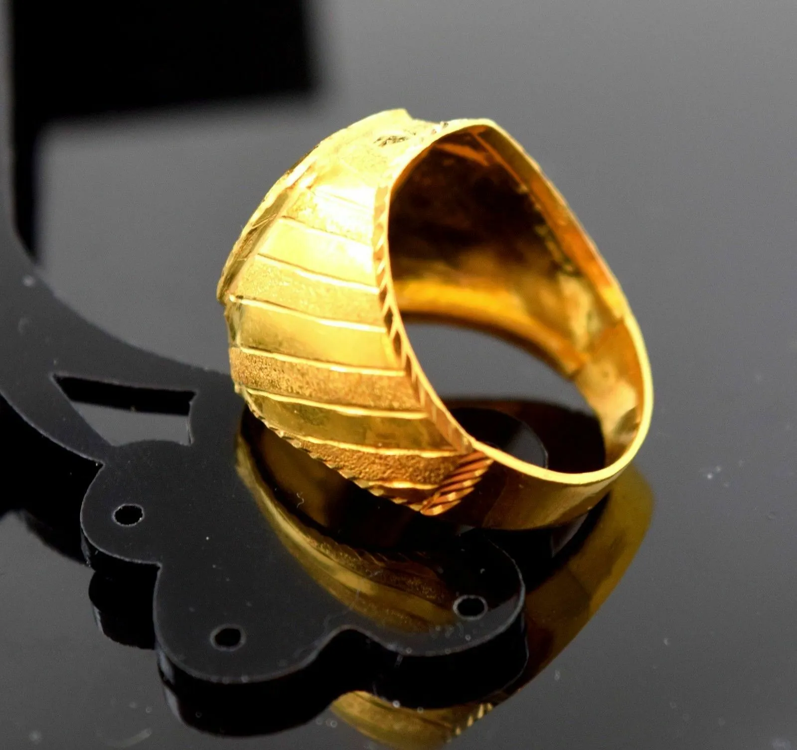 22k Ring Solid Gold ELEGANT MENS Ring Exquisite Design RESIZABLE mf R516