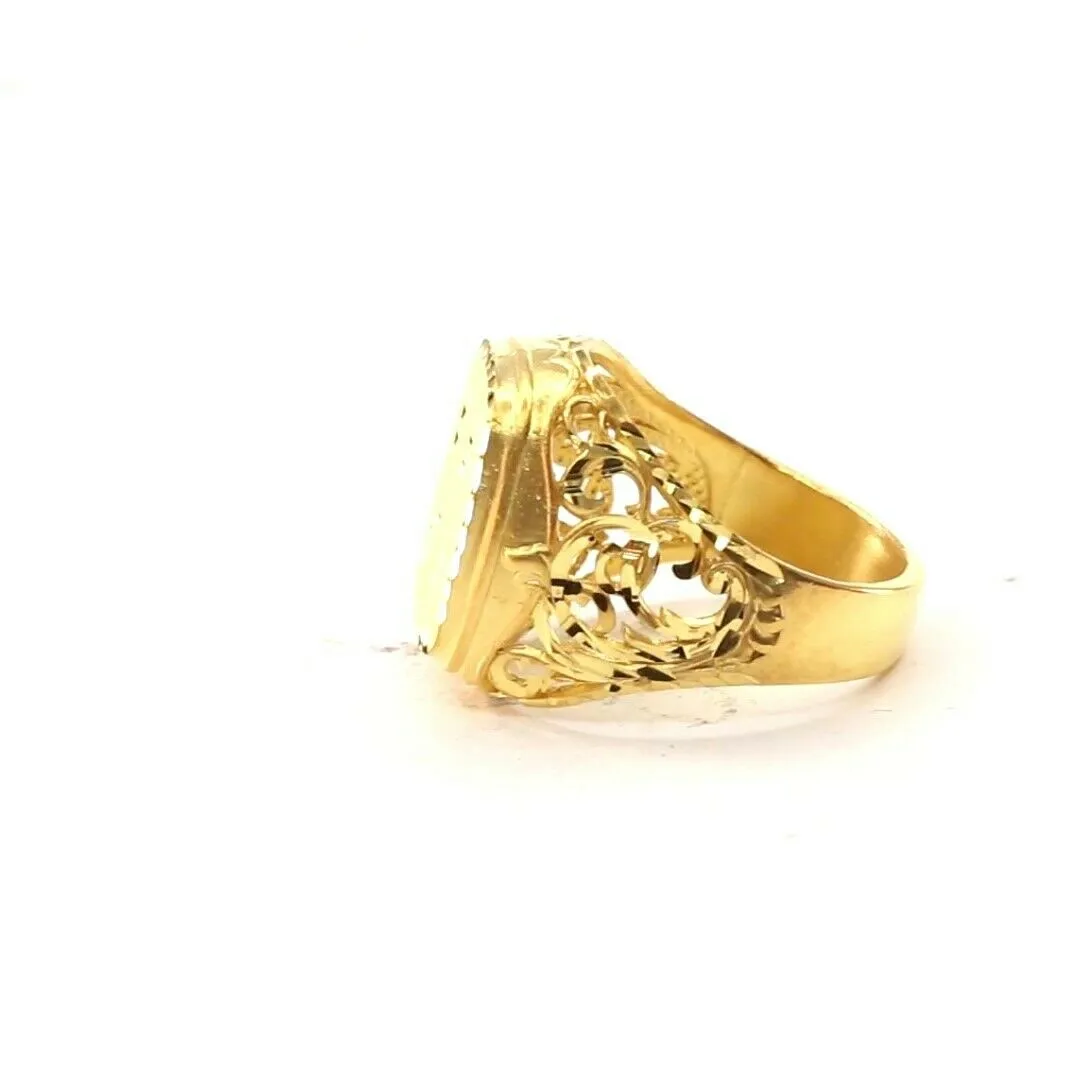 22k Ring Solid Gold Elegant Square Mens Diamond Cut Ring Size R2064 mon