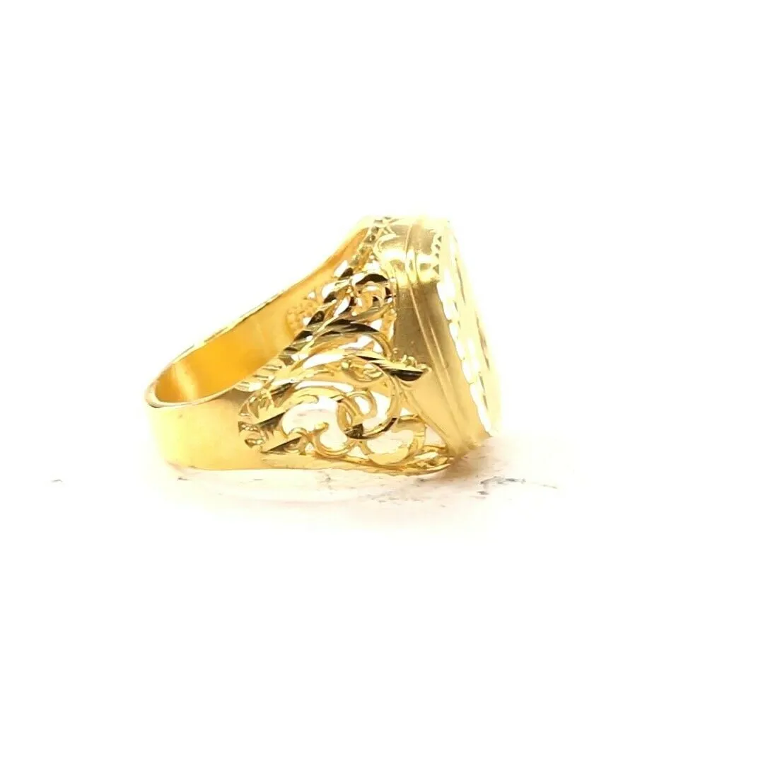 22k Ring Solid Gold Elegant Square Mens Diamond Cut Ring Size R2064 mon