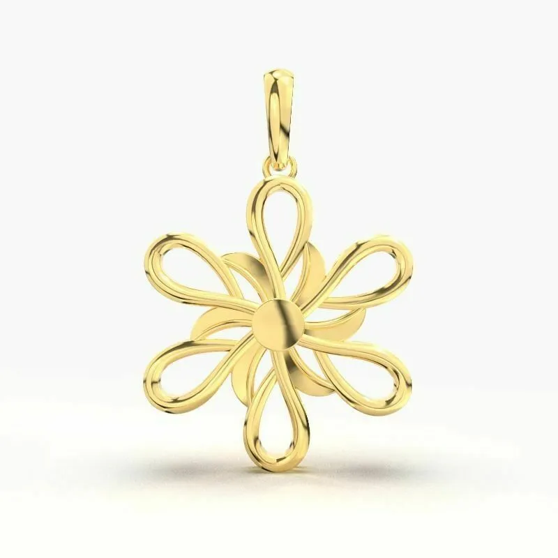 22k Solid Yellow Gold Ladies Jewelry Elegant Floral Pendant CGP35