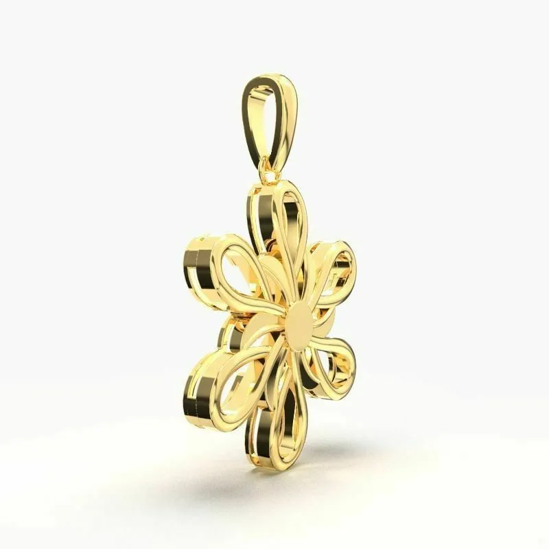 22k Solid Yellow Gold Ladies Jewelry Elegant Floral Pendant CGP35