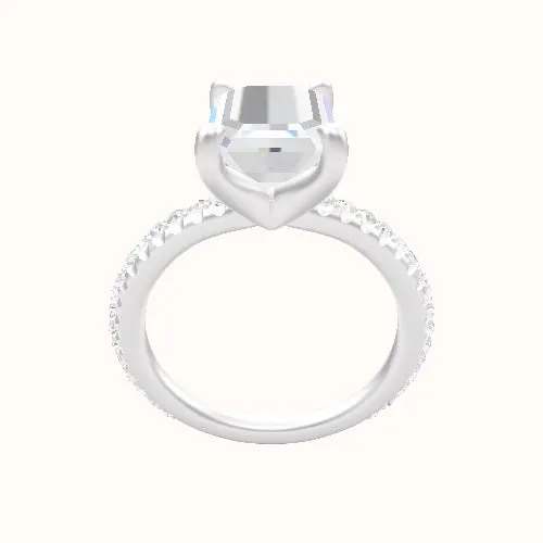 3/4 Pave Engagement Ring With Four Prong Head