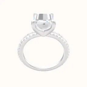 3/4 Pave Engagement Ring With Four Prong Head