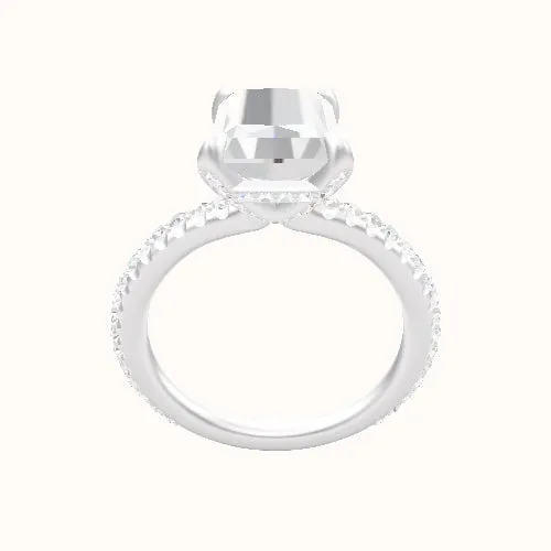 3/4 Pave Engagement Ring With Pave Basket Head