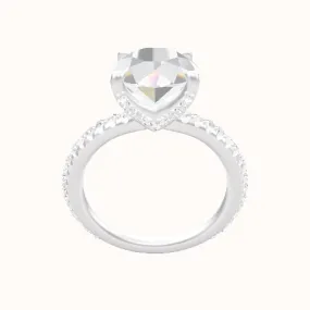 3/4 Pave Engagement Ring With Pave V Prong Head