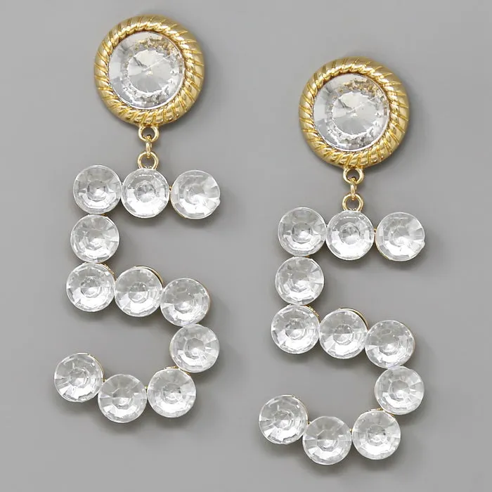 5 Pearl / Glass Pave Pave Chunky Drop Earrings