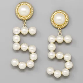 5 Pearl / Glass Pave Pave Chunky Drop Earrings