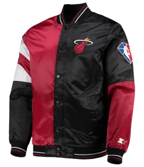 75th Anniversary Miami Heat Leader Red/Black Satin Jacket