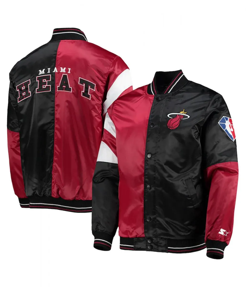 75th Anniversary Miami Heat Leader Red/Black Satin Jacket