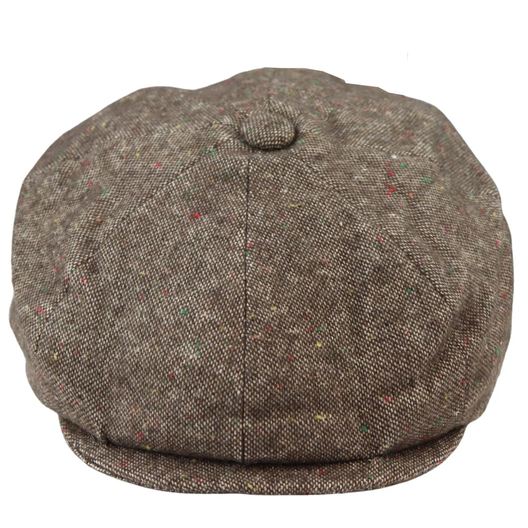 8 Panel Baker Boy Cap Shelby Hat Wool Tweed Classic Brown Razor