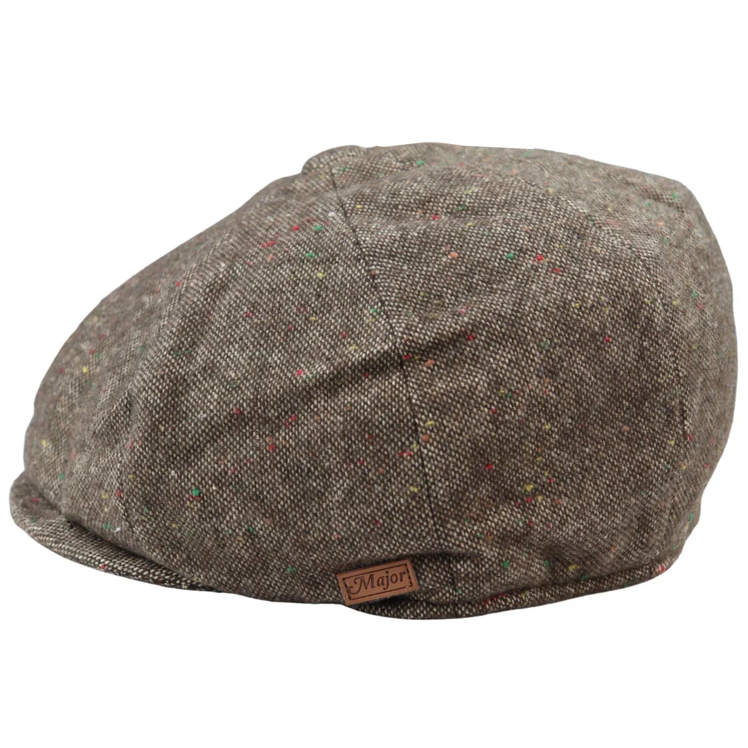 8 Panel Baker Boy Cap Shelby Hat Wool Tweed Classic Brown Razor