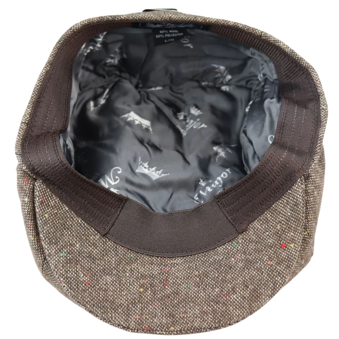 8 Panel Baker Boy Cap Shelby Hat Wool Tweed Classic Brown Razor