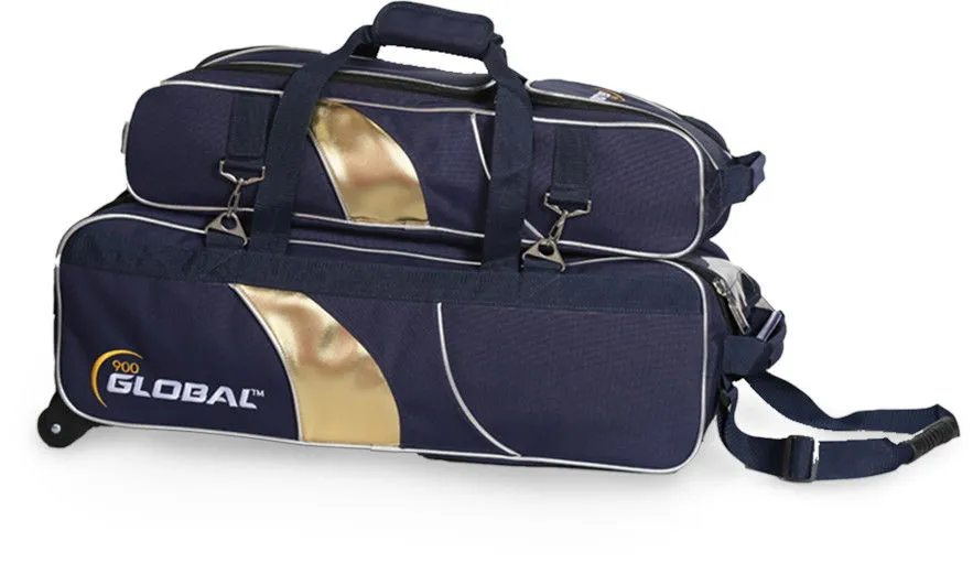 900Global Deluxe 3 Ball Airline Roller/Tote Blue/Gold