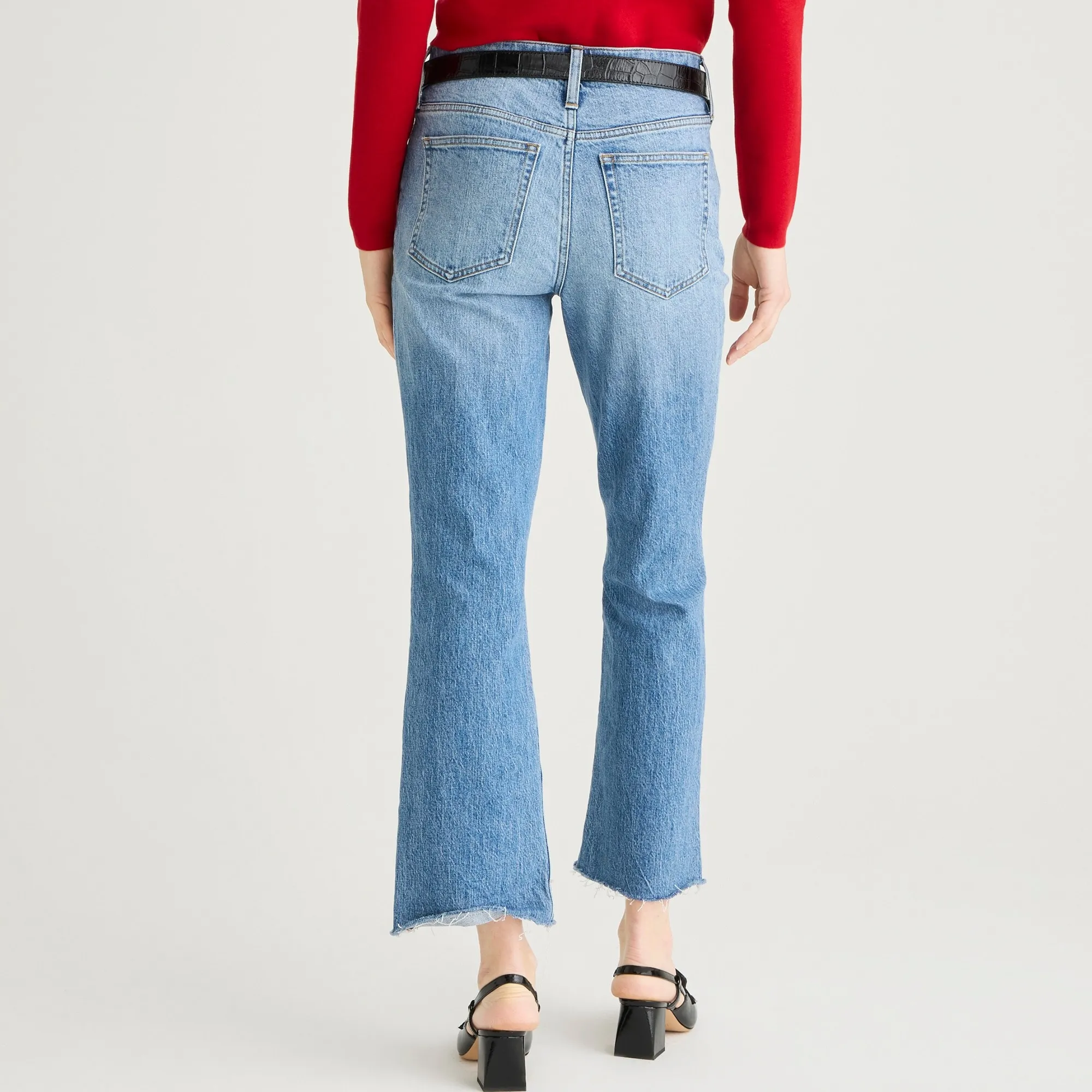 9" demi-boot crop jean in Ruby wash