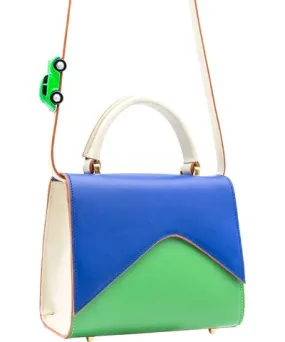 Absurde Women's Green / Blue Mountain Road Navy And Green Small Leather Shoulder Bag