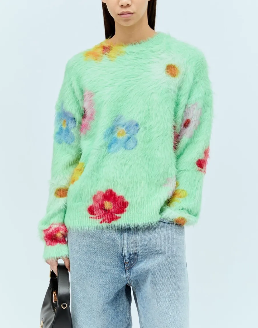 Acne Studios  |Crew Neck Flower Patterns Nylon Long Sleeves