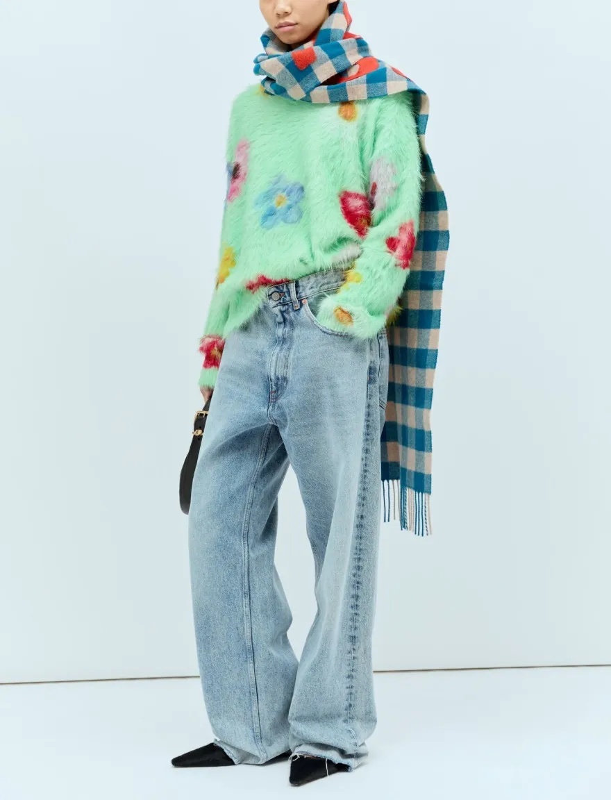 Acne Studios  |Crew Neck Flower Patterns Nylon Long Sleeves