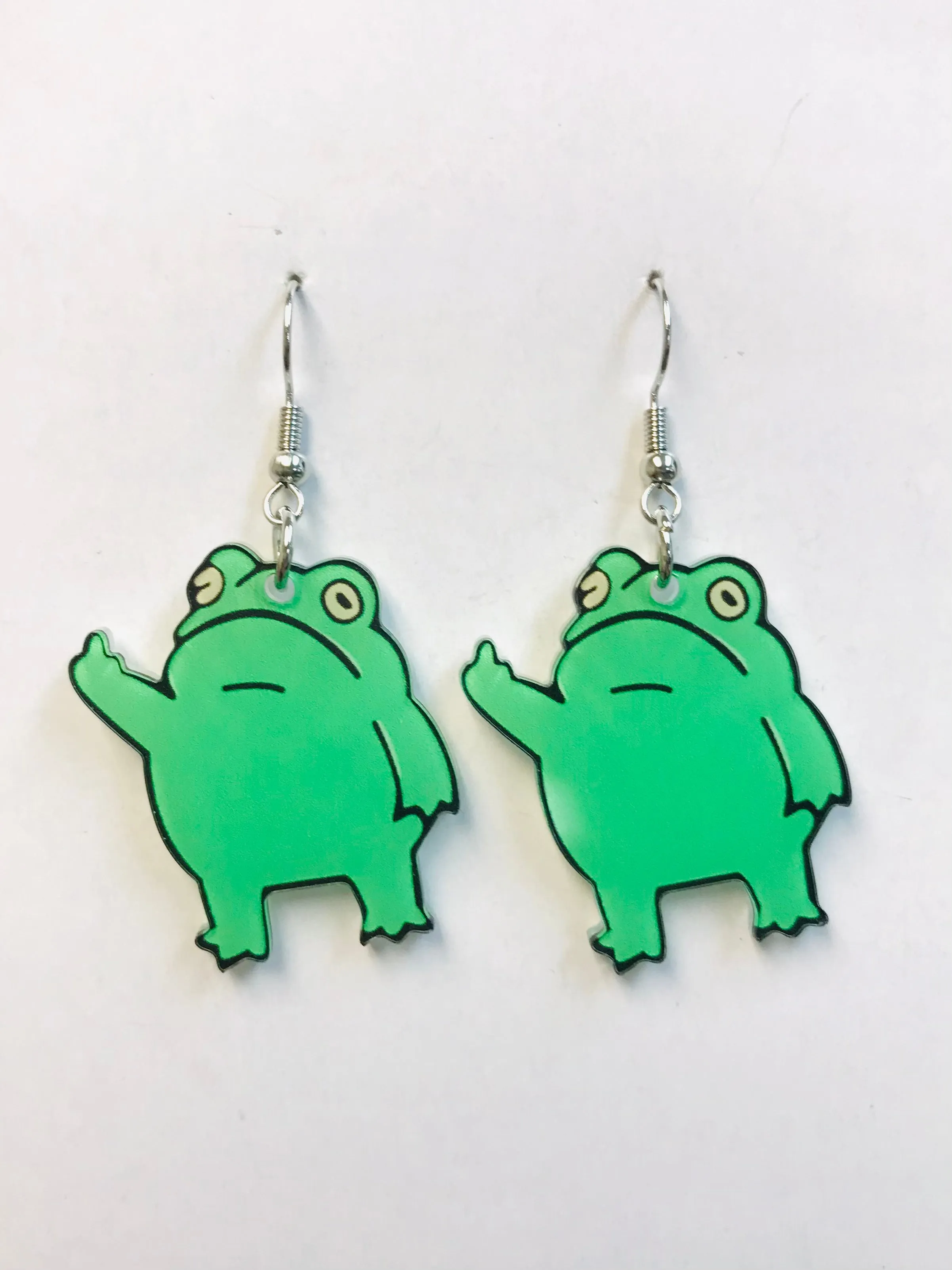 Acrylic Give Finger Frog Earrings