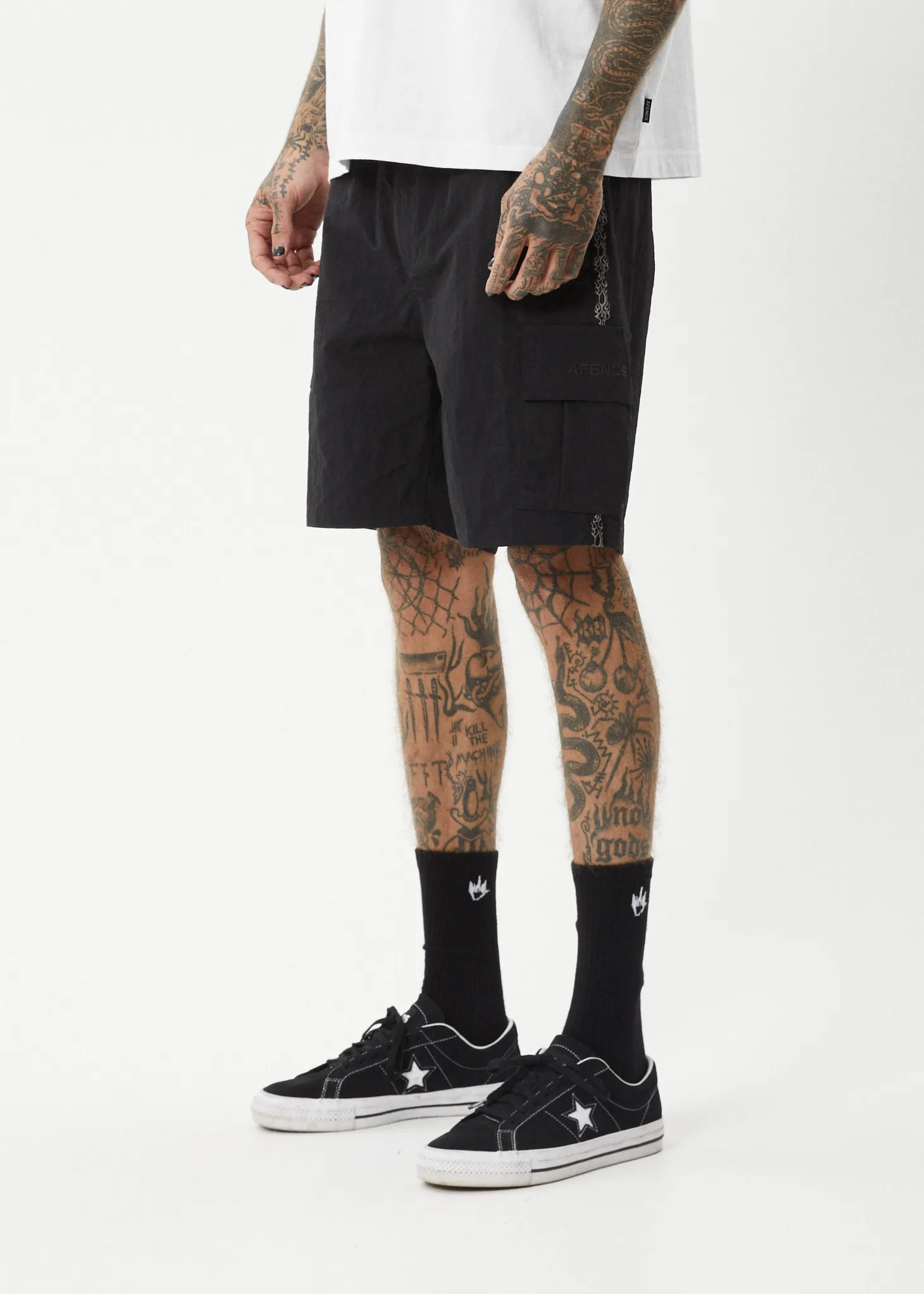 AFENDS Mens Bound - Cargo Short 20 Inch - Black