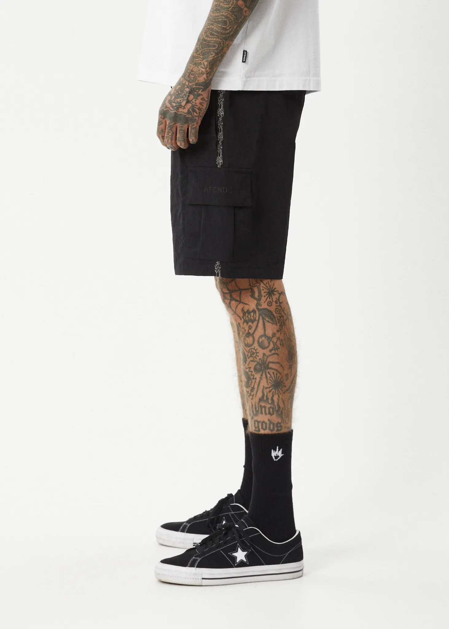 AFENDS Mens Bound - Cargo Short 20 Inch - Black