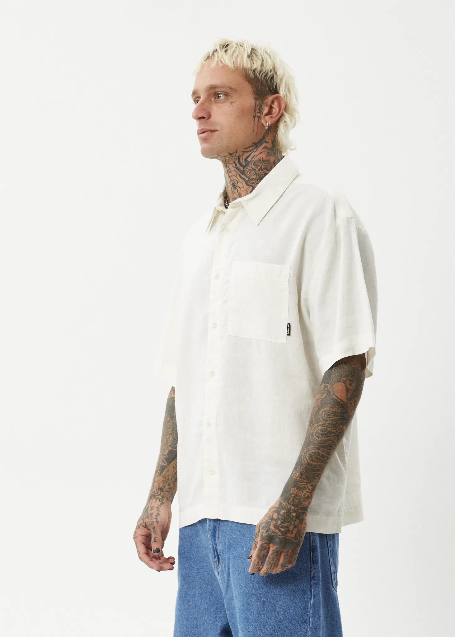 AFENDS Mens Everyday - Short Sleeve Shirt - White