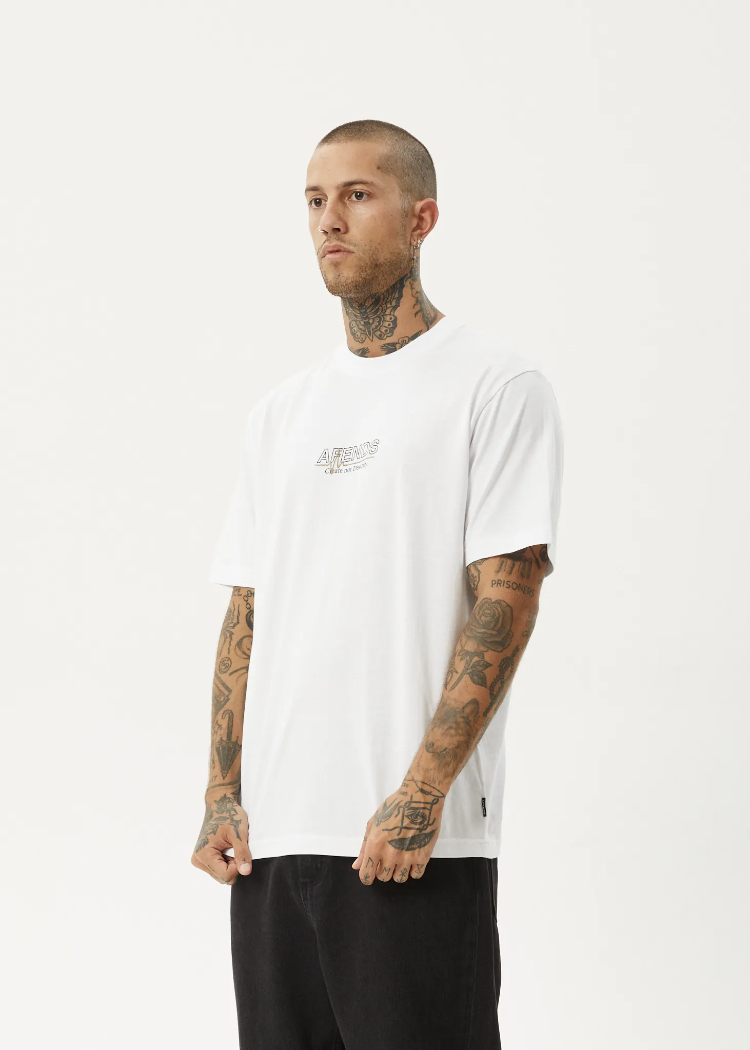 AFENDS Mens Flatline - Retro Fit Tee - White