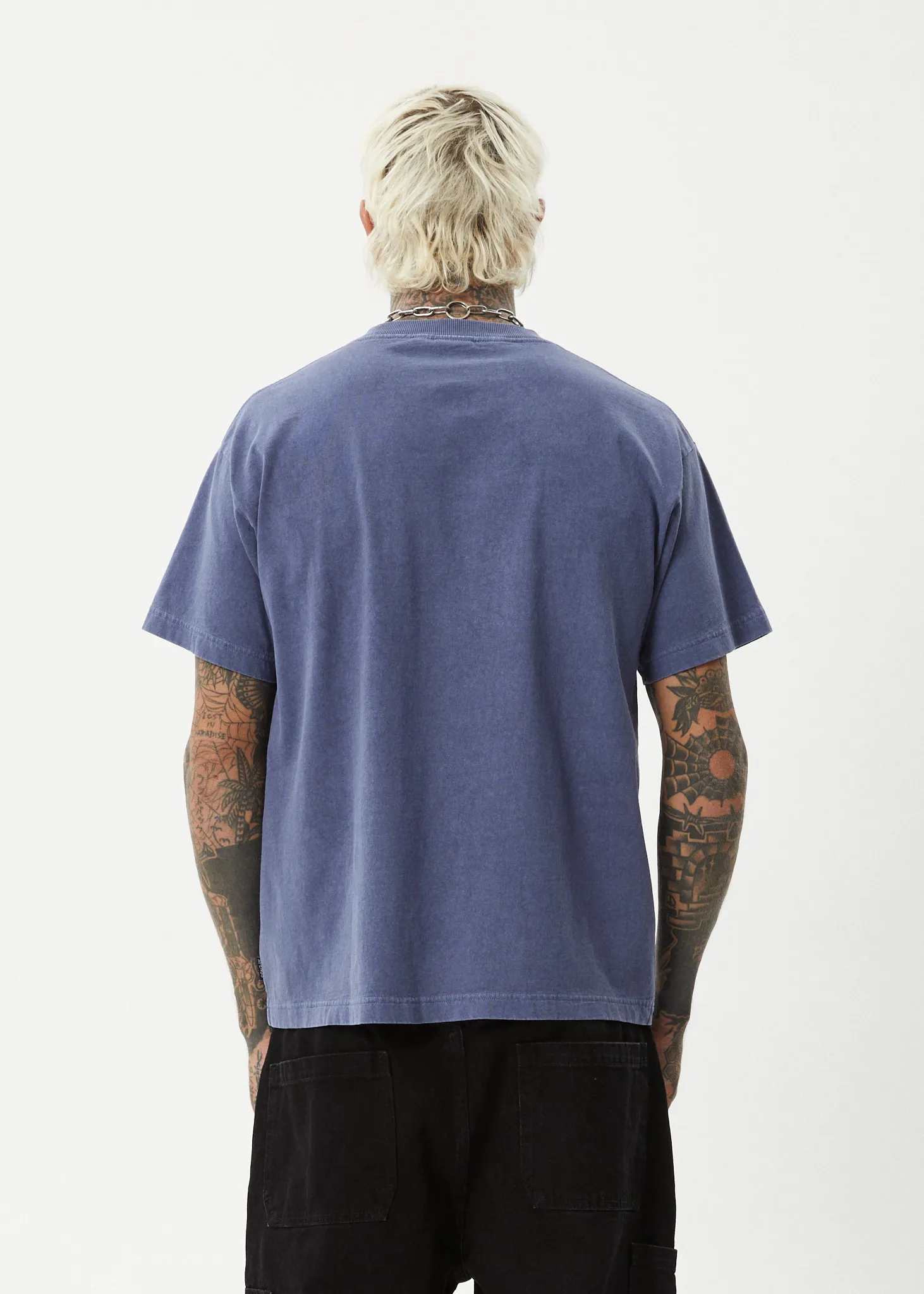 AFENDS Mens Scorched - Heavy Boxy Fit Tee - Washed Marlin