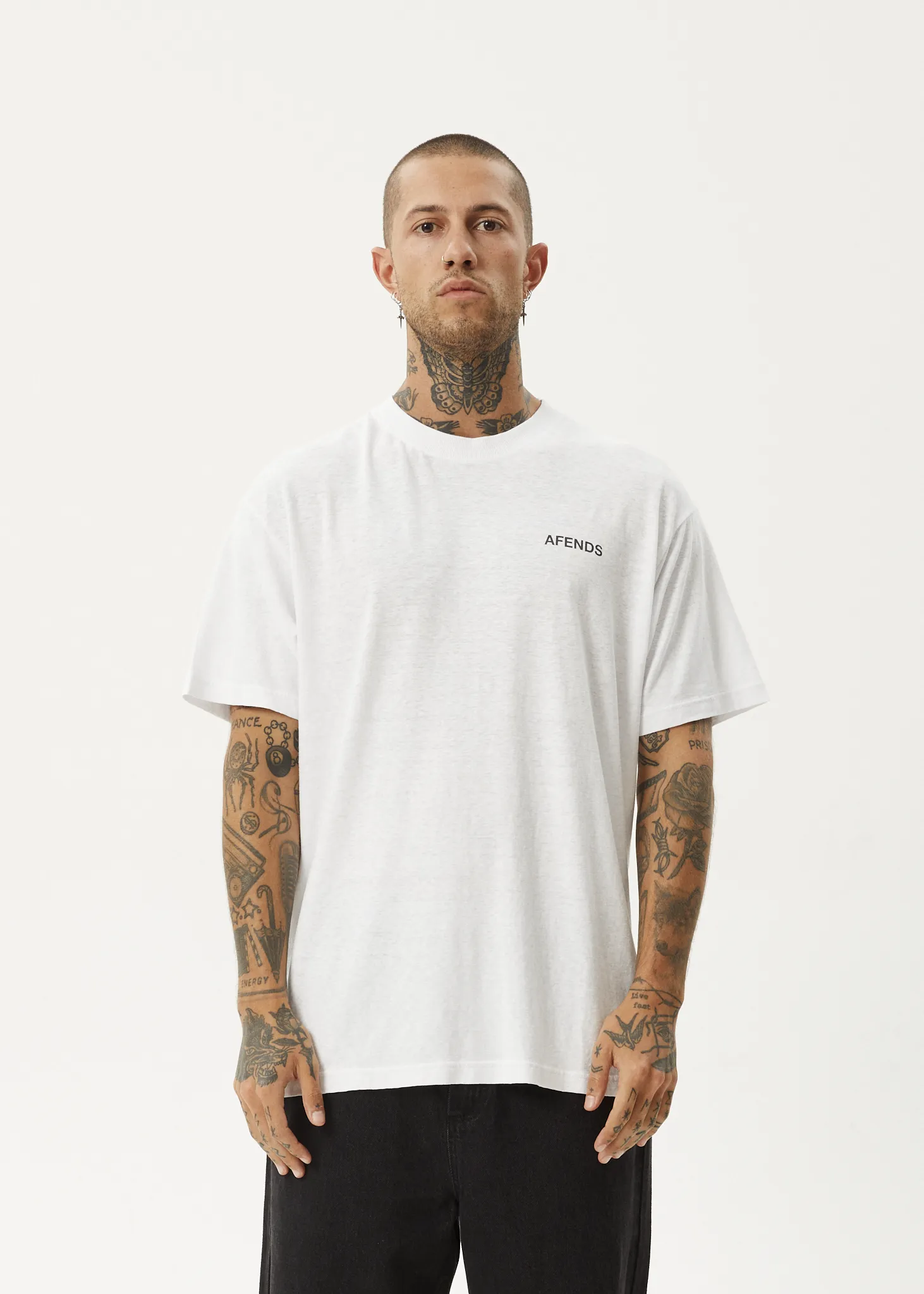 AFENDS Mens Staple - Boxy Fit Tee - White / Black