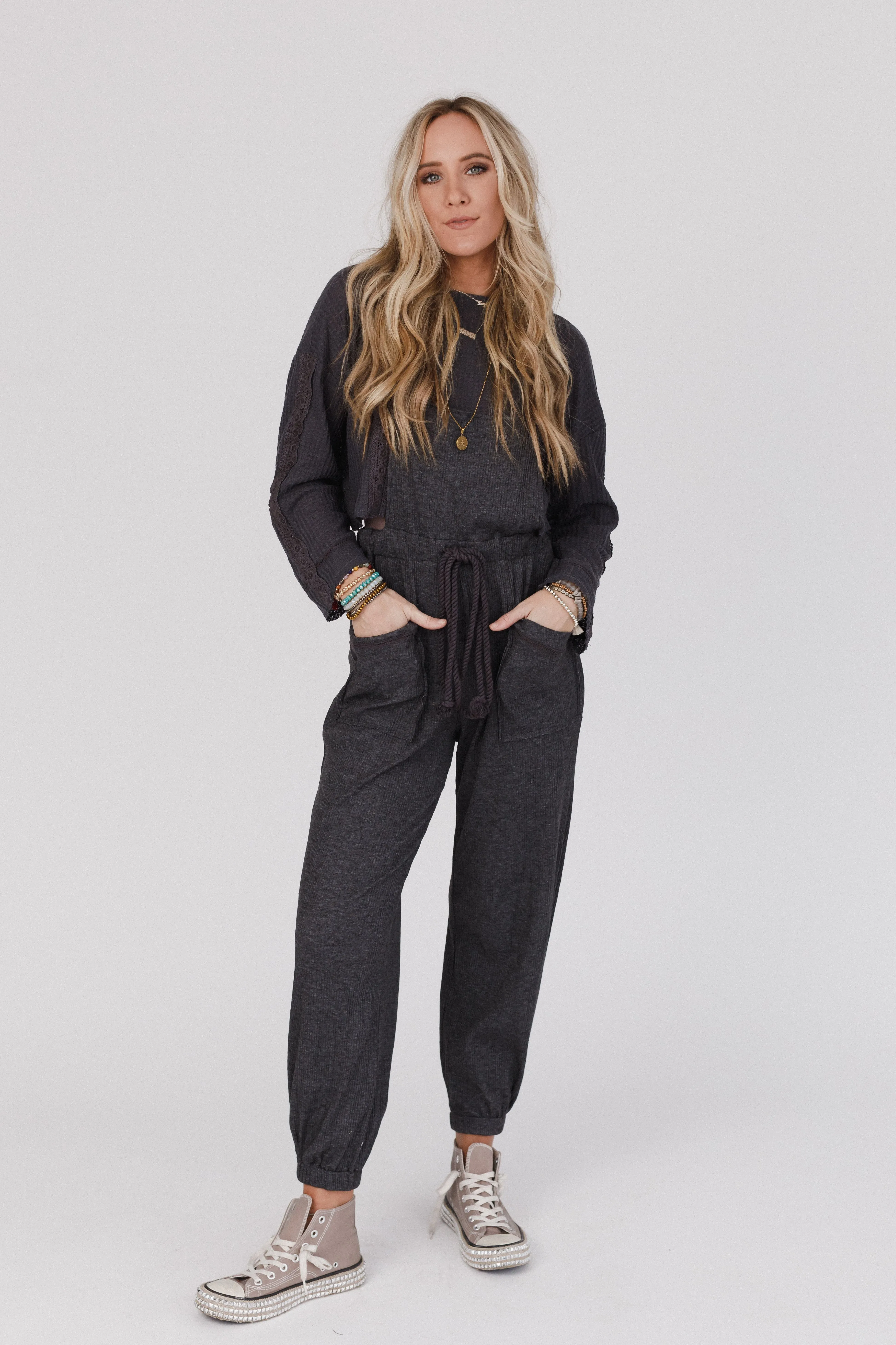 All In Together Jumpsuit And Top Set - Charcoal