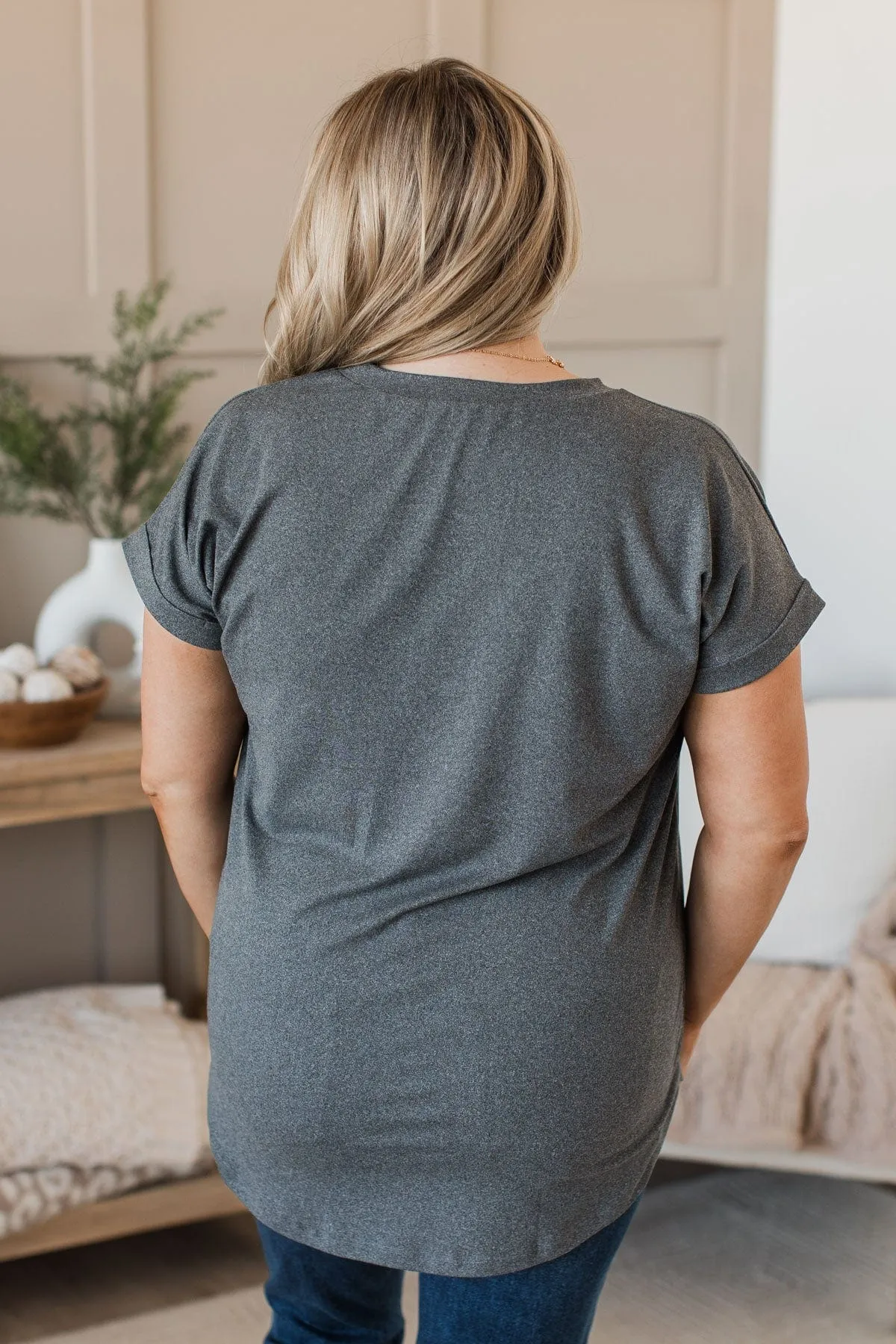 All The Best Short Sleeve Top- Charcoal