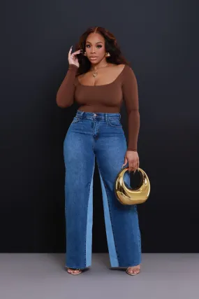 Almost There High Rise Wide Leg Jeans - Medium Wash