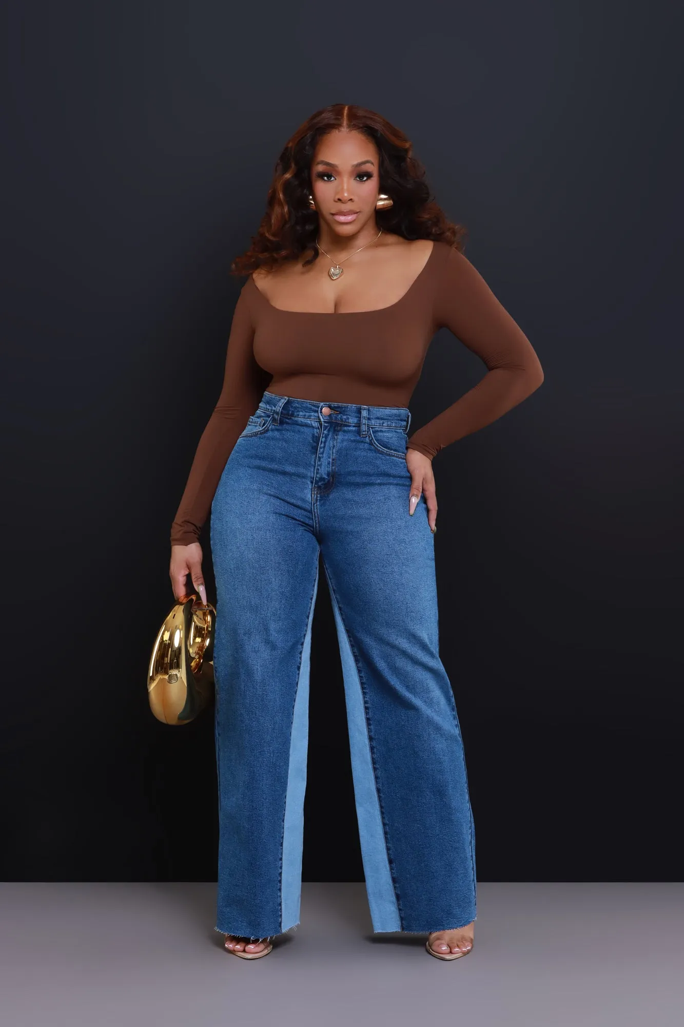 Almost There High Rise Wide Leg Jeans - Medium Wash