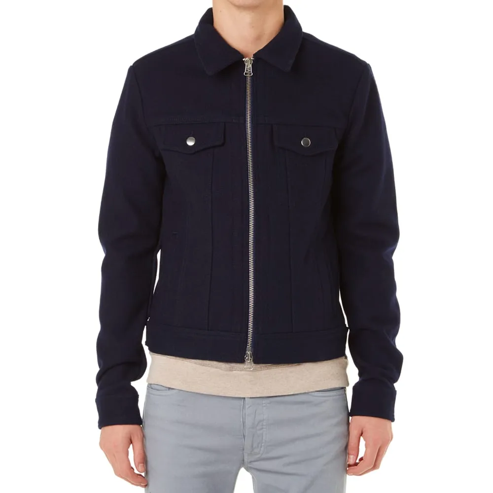 AMI Melton Wool JacketNavy